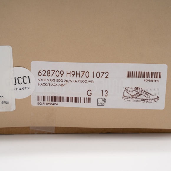 Size 13G 13.5 US Gucci Tennis 1977 Off the Grid Low Black Canvas Sneakers GG - Picture 10 of 10